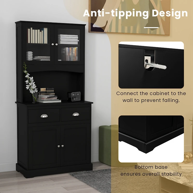 67'' Storage Cabinet Closet Kitchen Pantry Cupboard with Adjustable Shelves