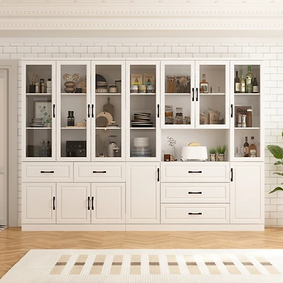 Famapy 19-Shelf Wood Standard Bookcase With Adjustable Shelves,5 Drawers