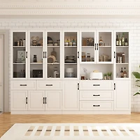 Famapy 19-Shelf Wood Standard Bookcase With Adjustable Shelves,5 Drawers