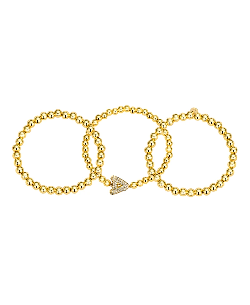 Unwritten Cubic Zirconia Bubble Initial Stretch Bracelet Set