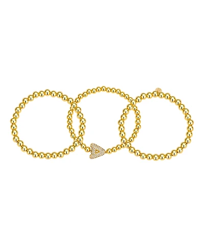 Unwritten Cubic Zirconia Bubble Initial Stretch Bracelet Set
