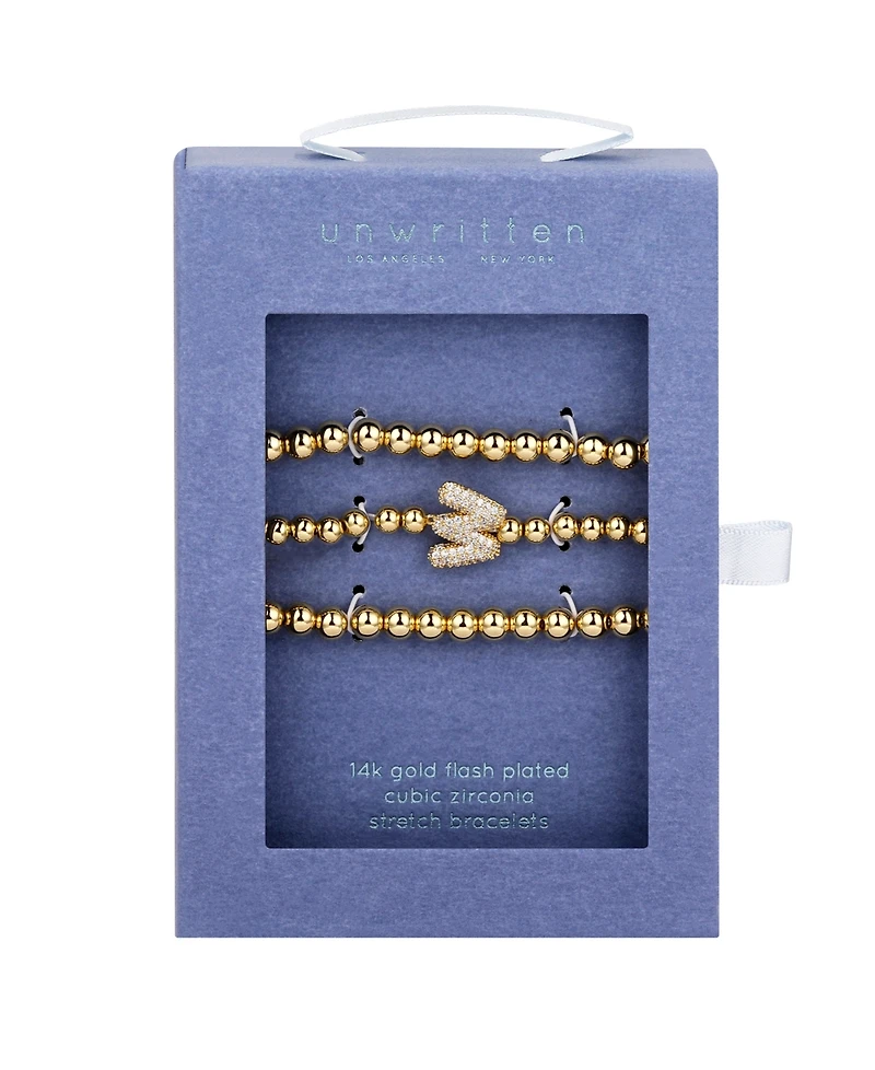 Unwritten Cubic Zirconia Bubble Initial Stretch Bracelet Set