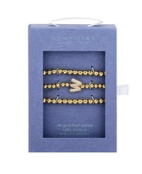 Unwritten Cubic Zirconia Bubble Initial Stretch Bracelet Set