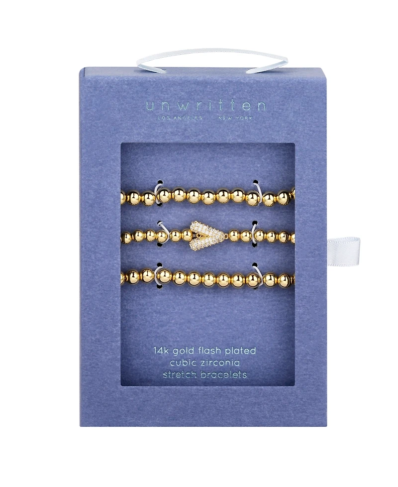 Unwritten Cubic Zirconia Bubble Initial Stretch Bracelet Set