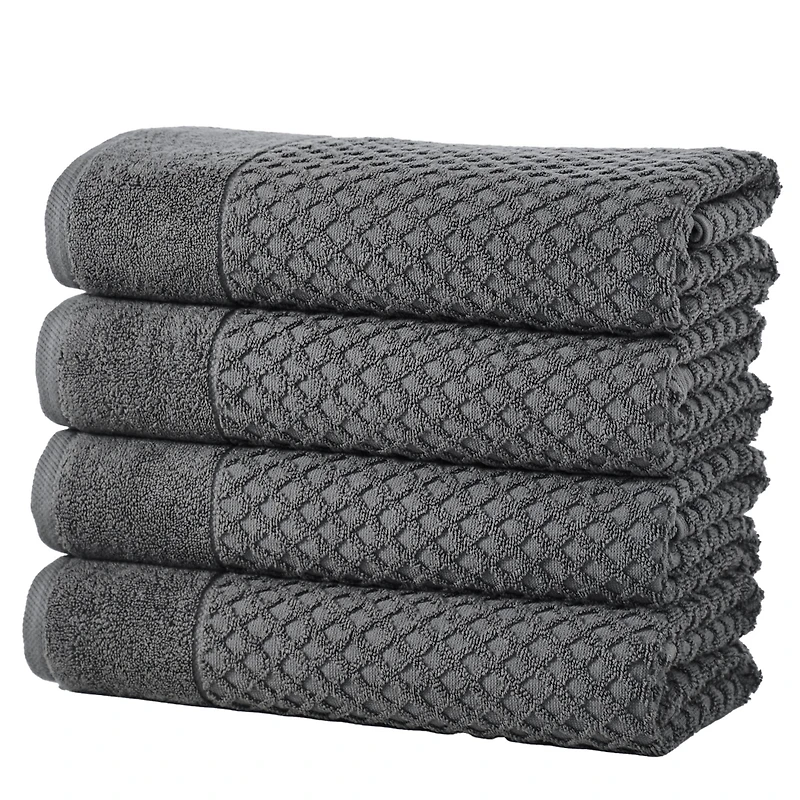 Linery & Co. Quick-Drying Cotton Diamond Waffle Textured -Piece Bath Towel Set