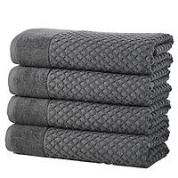 Linery & Co. Quick-Drying Cotton Diamond Waffle Textured -Piece Bath Towel Set