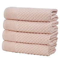 Linery & Co. Quick-Drying Cotton Diamond Waffle Textured -Piece Bath Towel Set