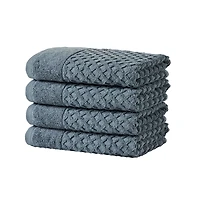 Linery & Co. Quick-Drying Cotton Diamond Waffle Textured -Piece Bath Towel Set