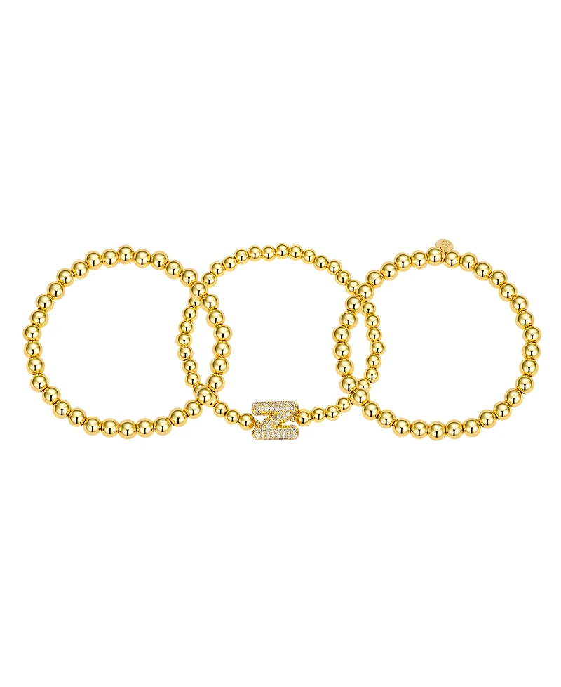 Unwritten Cubic Zirconia Bubble Initial Stretch Bracelet Set