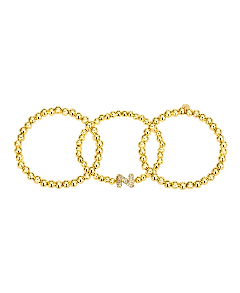 Unwritten Cubic Zirconia Bubble Initial Stretch Bracelet Set