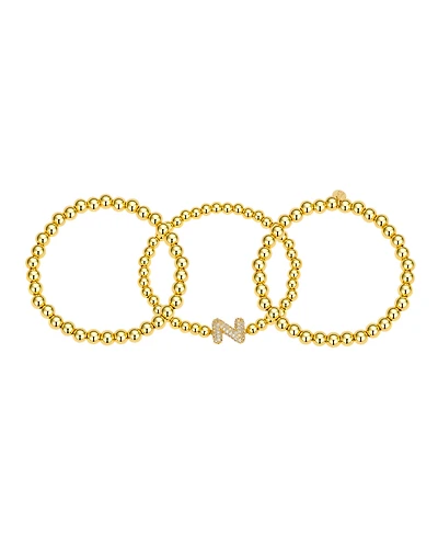 Unwritten Cubic Zirconia Bubble Initial Stretch Bracelet Set