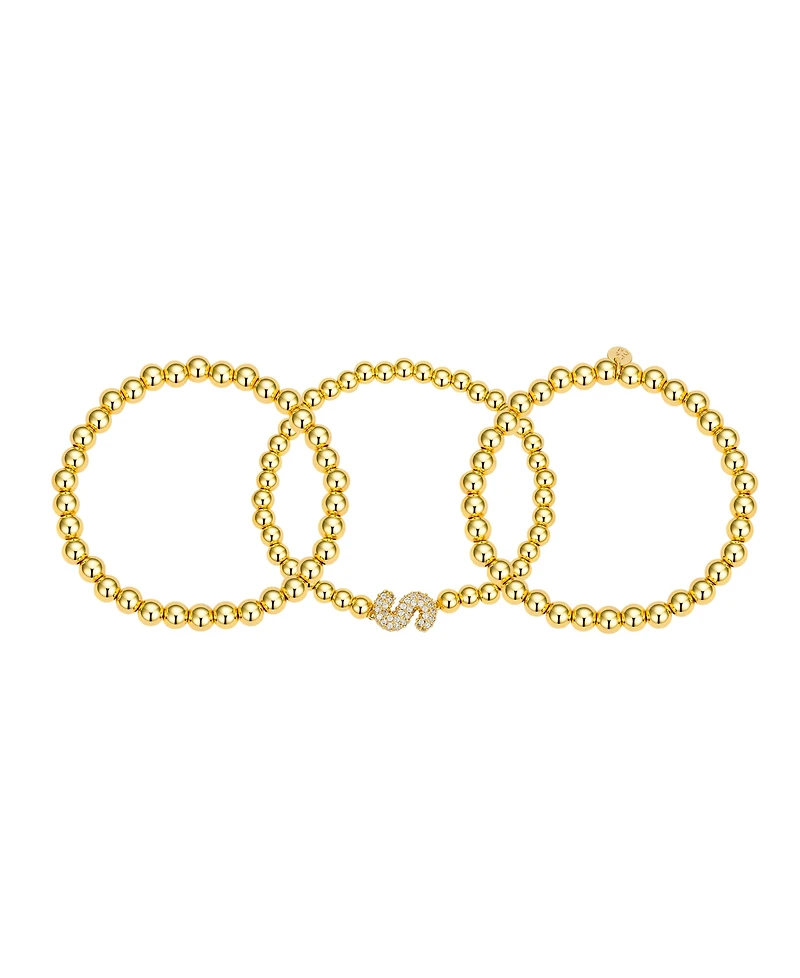 Unwritten Cubic Zirconia Bubble Initial Stretch Bracelet Set