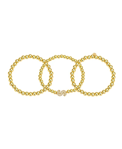 Unwritten Cubic Zirconia Bubble Initial Stretch Bracelet Set