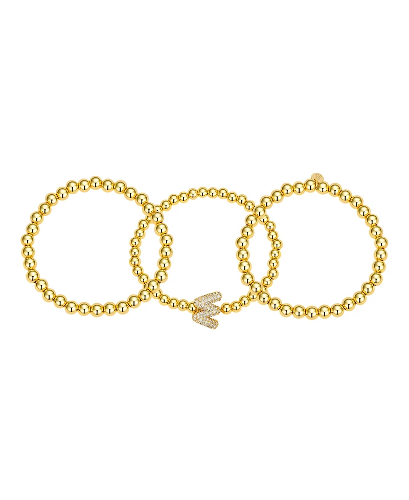 Unwritten Cubic Zirconia Bubble Initial Stretch Bracelet Set