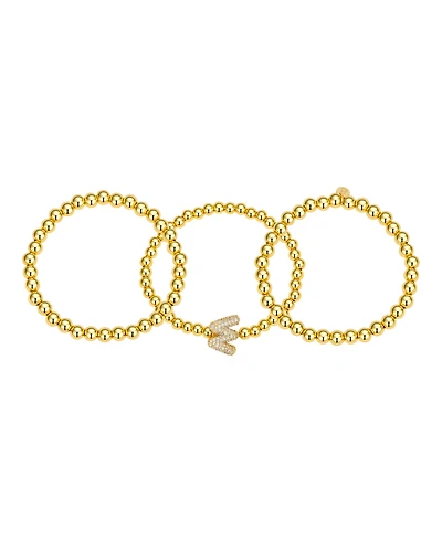 Unwritten Cubic Zirconia Bubble Initial Stretch Bracelet Set