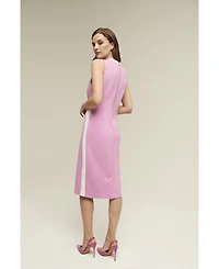 Isaac Mizrahi Women's Tipping Pencil Dress Ponte, Red Overflow - XLarge