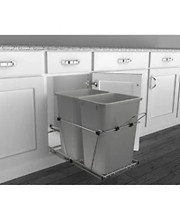 Rev-a-Shelf Double Pullout Trash Can 35 qt. for Kitchen, Silver, Rv-18KD-17C S