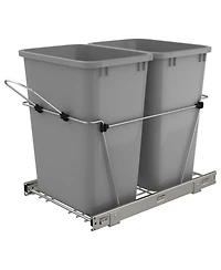 Rev-a-Shelf Double Pullout Trash Can 35 qt. for Kitchen, Silver, Rv-18KD-17C S