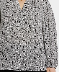 Nydj Plus Puff Sleeve Popover Top