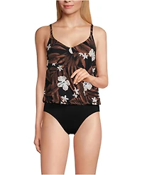 Lands' End Women's Smoothing Control Blouson Fauxkini One Piece Swimsuit