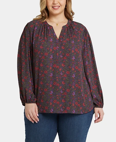 Nydj Plus Puff Sleeve Popover Top