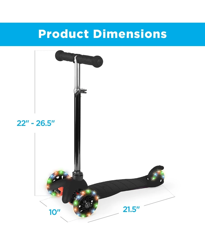 Best Choice Products Kids Mini Kick Scooter Toy w/ Light-Up Wheels and Height Adjustable T-Bar