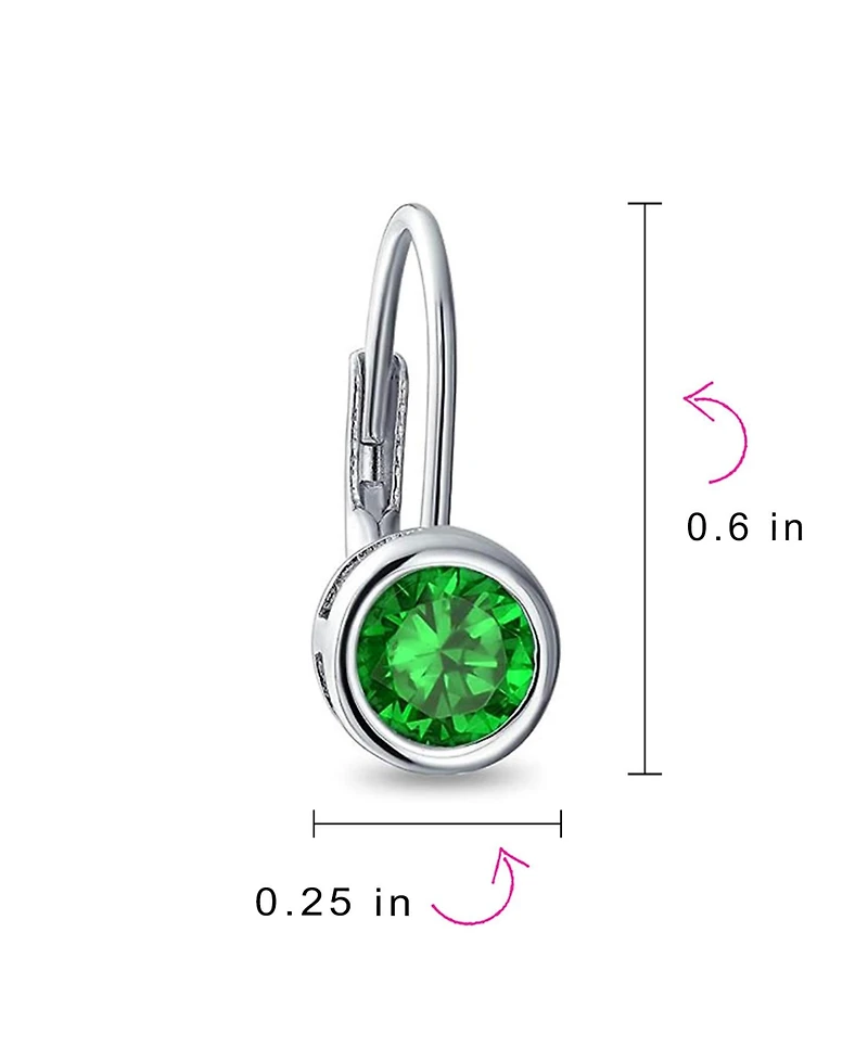 Bling Jewelry Dainty 0.50CTW Round Bezel Cubic Zirconia Cz Solitaire Dangle Drop Earrings Lever Back Rose Gold Plated .925 Sterling Silver