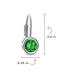 Bling Jewelry Dainty 0.50CTW Round Bezel Cubic Zirconia Cz Solitaire Dangle Drop Earrings Lever Back Rose Gold Plated .925 Sterling Silver