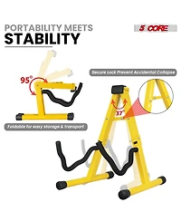5 Core Guitar Stand Floor A Frame Electric Acoustic Bass Soporte Para Guitarra - Yellow
