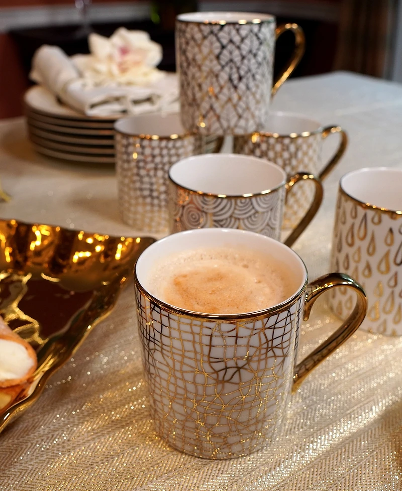 Certified International Mosaic 6-Pc. Gold Plated Mugs