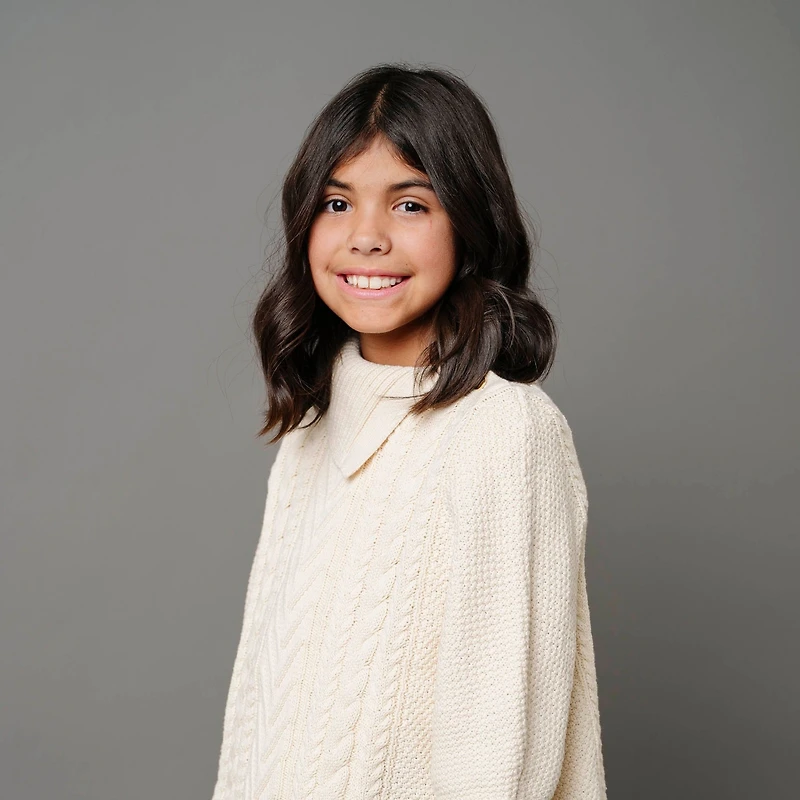 Hope & Henry Girls Organic Split Collar Cable Sweater Cape