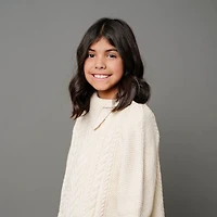 Hope & Henry Girls Organic Split Collar Cable Sweater Cape