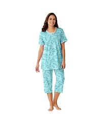 Only Neccessities Plus Necessities 2-Piece Pintuck Tee And Capri Sleep Set