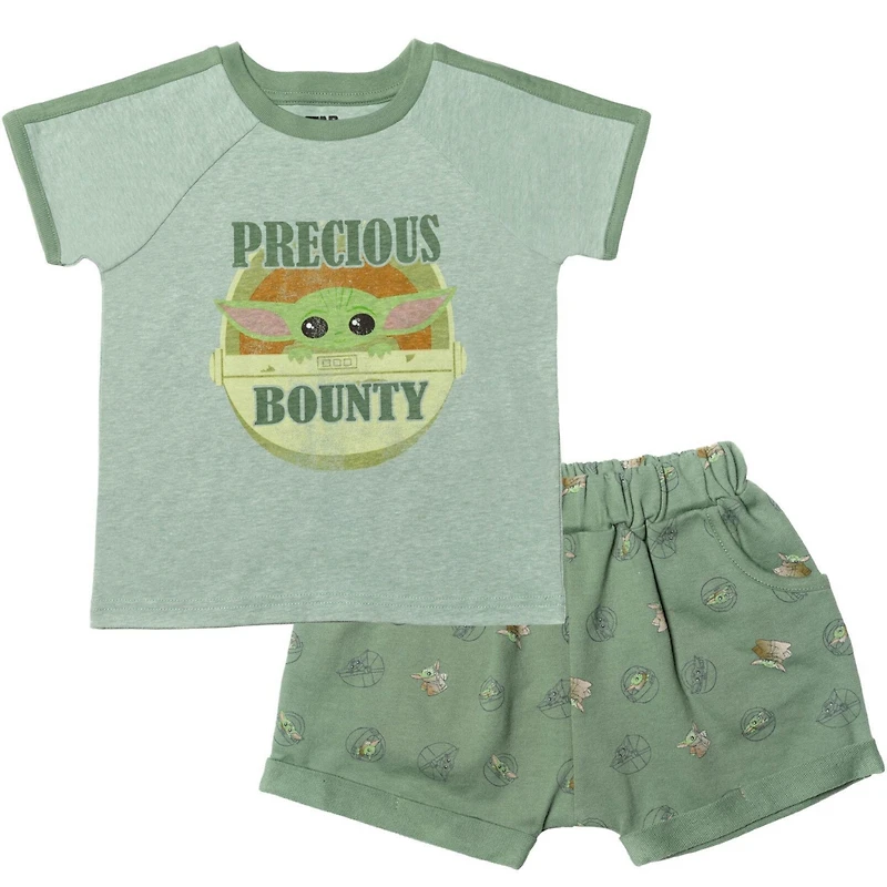 Star Wars Little Boys The Mandalorian T-Shirt and French Terry Shorts Outfit Set
