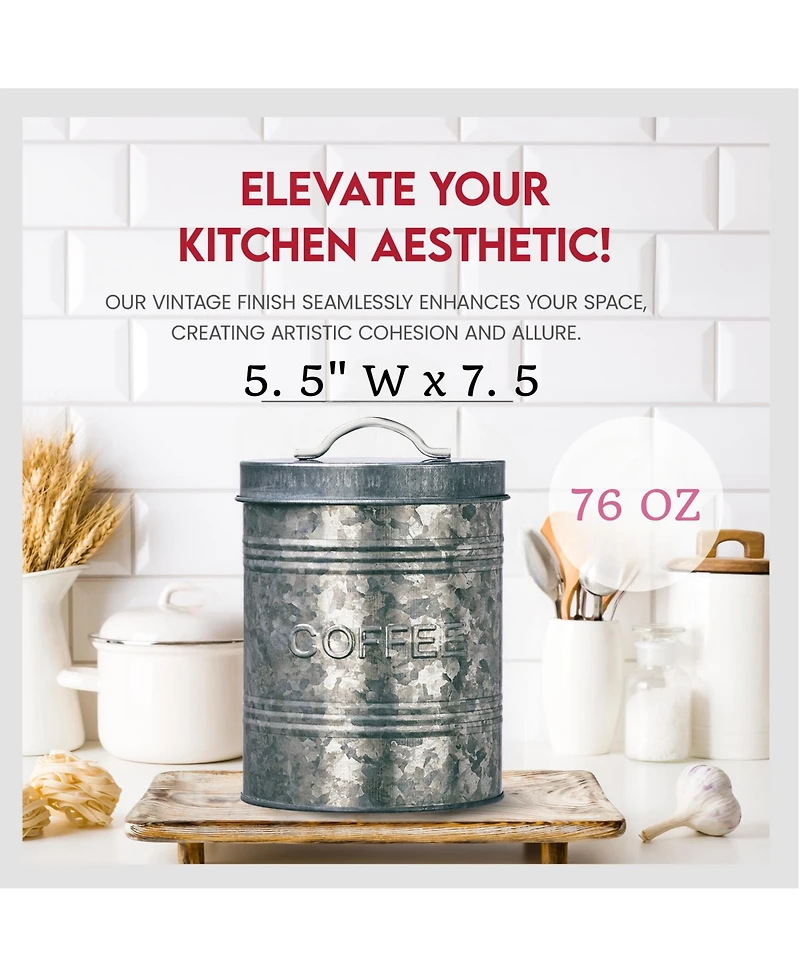 Amici Home Rustic Kitchen Metal Coffee Canister