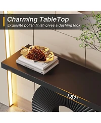 Tribesigns Modern Console Table with Geometric Base, 40 inch Wood Entryway Table Sofa Table Narrow Long for Living Room, Entryway, Hallway, Black