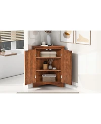 Slickblue Corner Triangle Bathroom Storage Cabinet with Adjustable Shelves for Space-Saving Organization