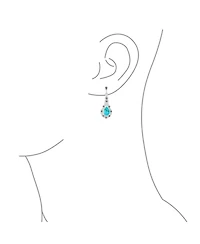 Bling Jewelry Western Style Marcasite Accent Teardrop Stabilized Blue Turquoise Dangle Chandelier Earrings .925 Sterling Silver