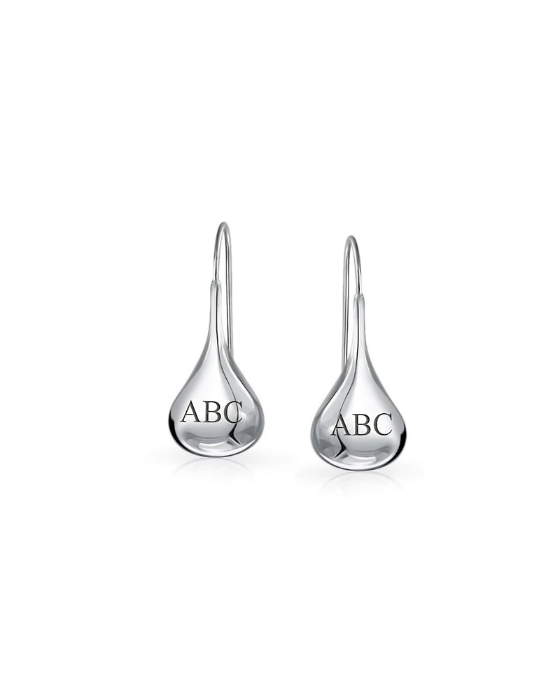 Bling Jewelry Simple Plain Puffed Teardrop Pear Shaped Rain Drop Earrings Fishhook Threader Polish Sterling Silver Inch