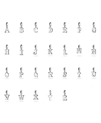 Bling Jewelry Dangle Block Letter A-z Alphabet Initial Charm Bead Solid .925 Sterling Silver Fits European Bracelet