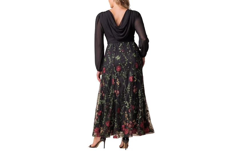 Kiyonna Plus Isabella Embroidered Mesh Formal Gown