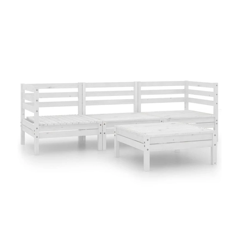 vidaXL 4 Piece Patio Lounge Set White Solid Wood Pine
