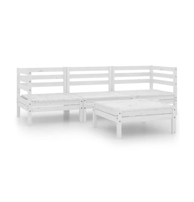 vidaXL 4 Piece Patio Lounge Set White Solid Wood Pine