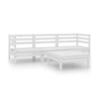 vidaXL 4 Piece Patio Lounge Set White Solid Wood Pine