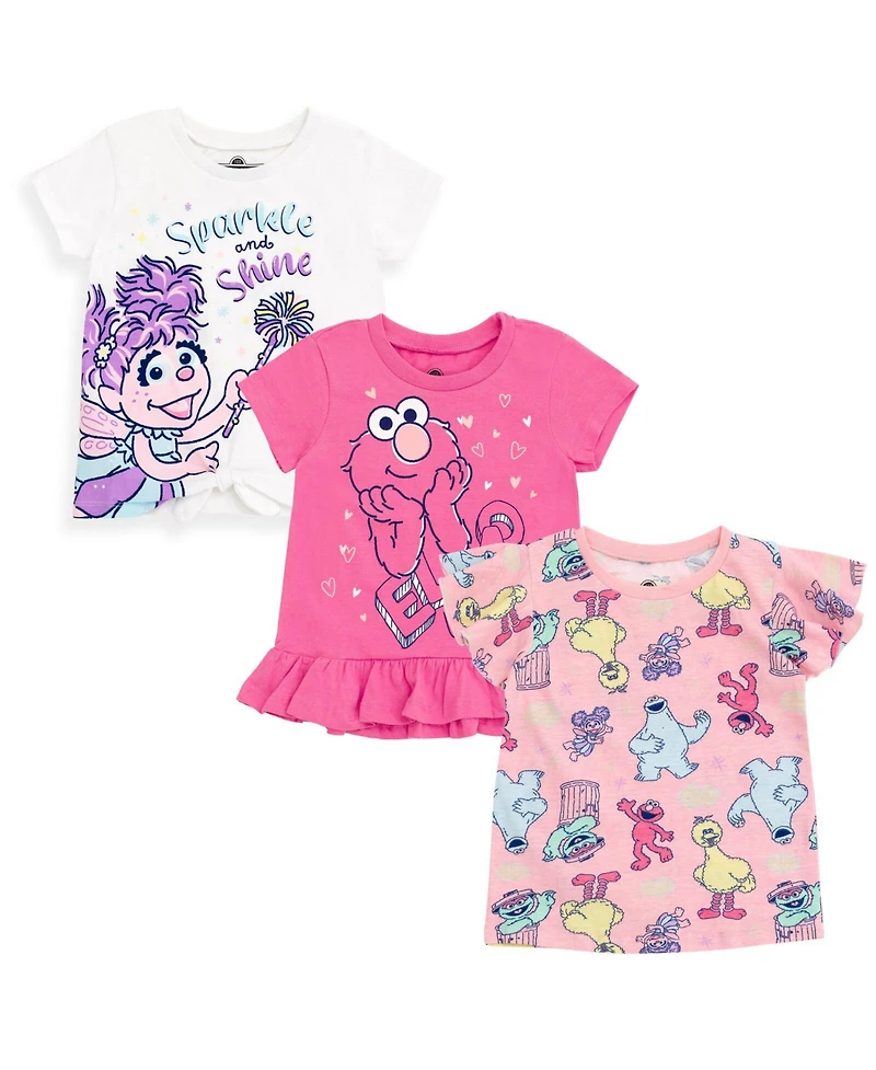 Sesame Street Toddler Girls 3 Pack T-Shirts to (12 Months - 6-6X