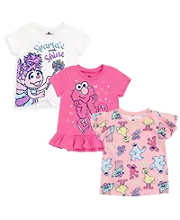 Sesame Street Toddler Girls 3 Pack T-Shirts to (12 Months - 6-6X