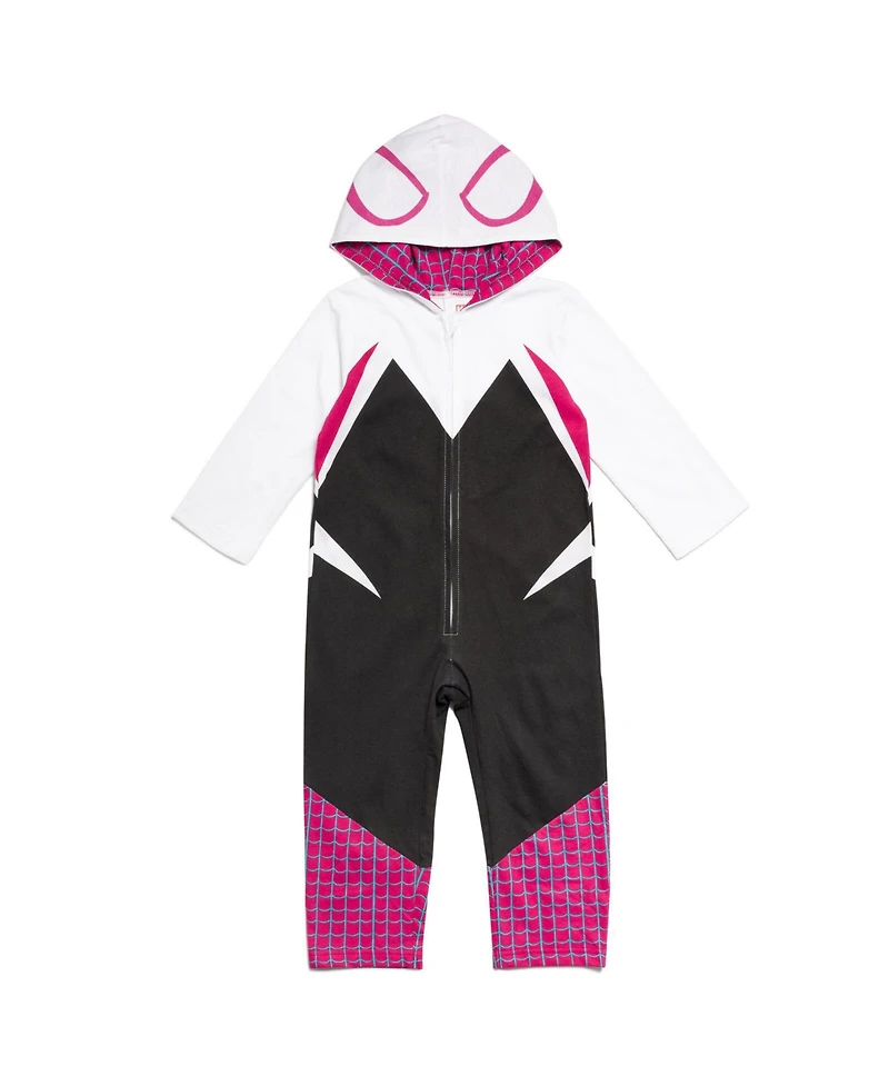 Spider-Man Little Girls Marvel Spider-Gwen Ghost Spider Zip Up Cosplay Coverall Newborn to