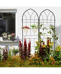 Slickblue 2-Pack Metal Garden Trellis – 78.7'' x 19.7'', Rustproof Black Trellis for Climbing Plants and Outdoor Flower Support