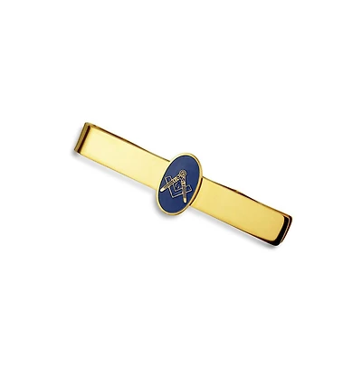 Bling Jewelry Blue Square Compass Masonic Freemason Tie Clip Silver Gold Two Tone