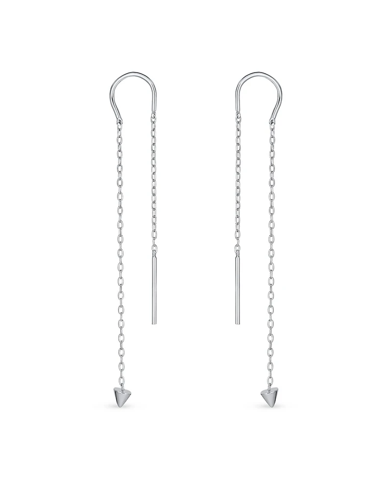 Bling Jewelry Minimalist Geometric Dangle Earrings Arrow Spike Tip Gold Plated Sterling Silver